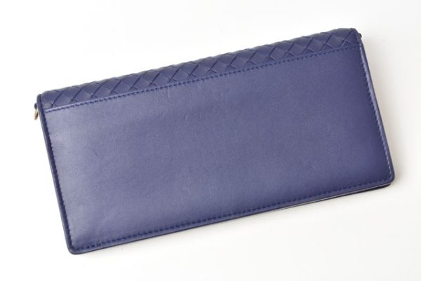 240628c12 bv 4 Bottega Veneta Wallet Intrecciato Blue