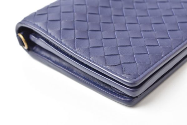 240628c12 bv 6 Bottega Veneta Chain Wallet Intrecciato Blue Atlantico