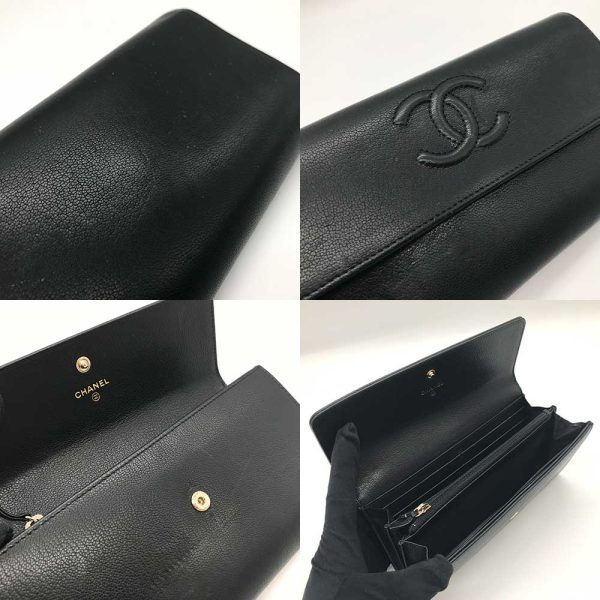 3 cha231026 1u 03 CHANEL Long Wallet BifBlack Leather