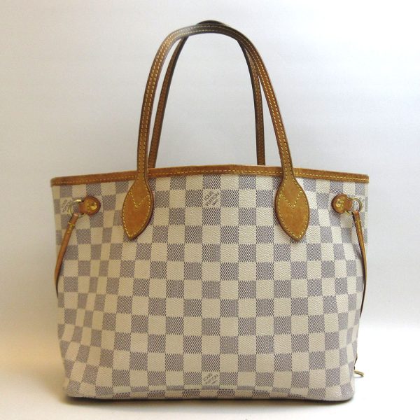 3 lv210802 1u Louis Vuitton Neverfull PM Damier Azur White Tote Bag