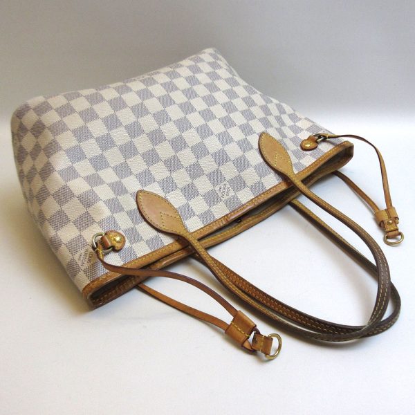 3 lv210802 1u 03 Louis Vuitton Neverfull PM Damier Azur White Tote Bag