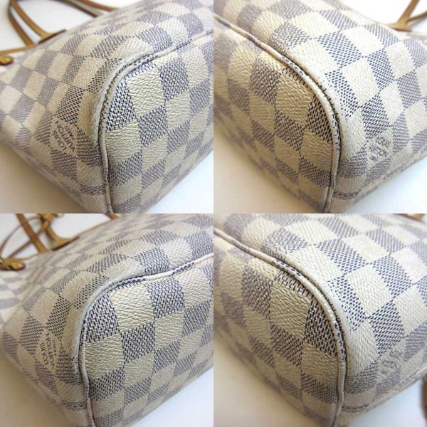 3 lv210802 1u 04 Louis Vuitton Neverfull PM Damier Azur White Tote Bag