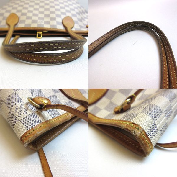 3 lv210802 1u 05 Louis Vuitton Neverfull PM Damier Azur White Tote Bag