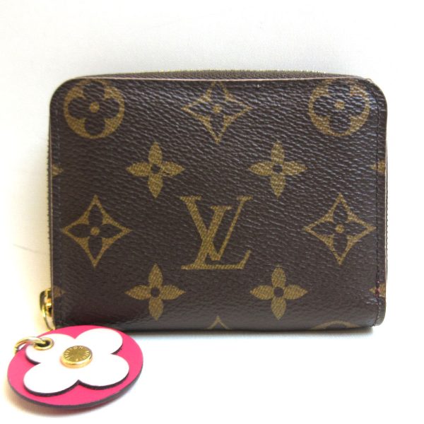 3 lv211216 2u Louis Vuitton Wallet Coin Zippy Coin Flower Charm M68332 Flower Pink