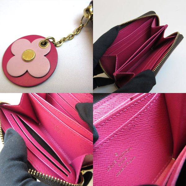 3 lv211216 2u 03 Louis Vuitton Wallet Coin Zippy Coin Flower Charm M68332 Flower Pink