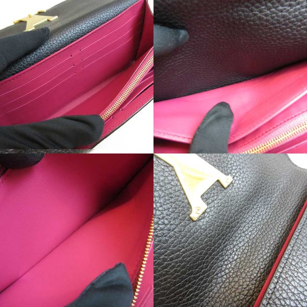 3 lv220317 1ta 04 Louis Vuitton Capucine Noir Black Long Wallet Taurillon