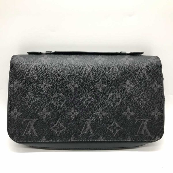 3 lv240322 3r 01 Louis Vuitton Zippy XL Eclipse Black Long Wallet Black