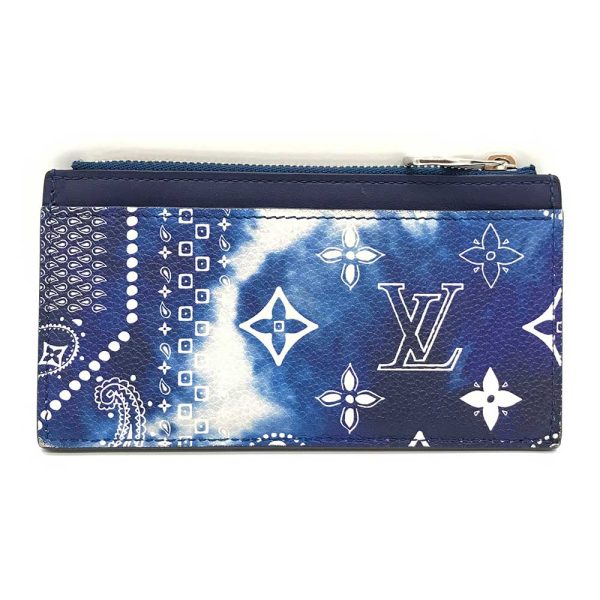 3 lv240404 2r 01 Louis Vuitton Bandana Monogram Coin Card Case M81432 Blue