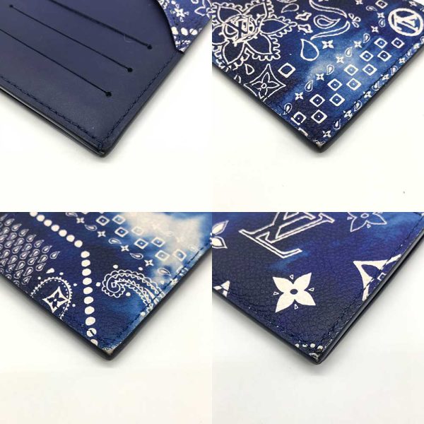 3 lv240404 2r 02 Louis Vuitton Bandana Monogram Coin Card Case M81432 Blue