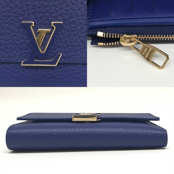 3 lv240516 3 03 LOUIS VUITTON Capucines Blue Wallet Taurillon M63714