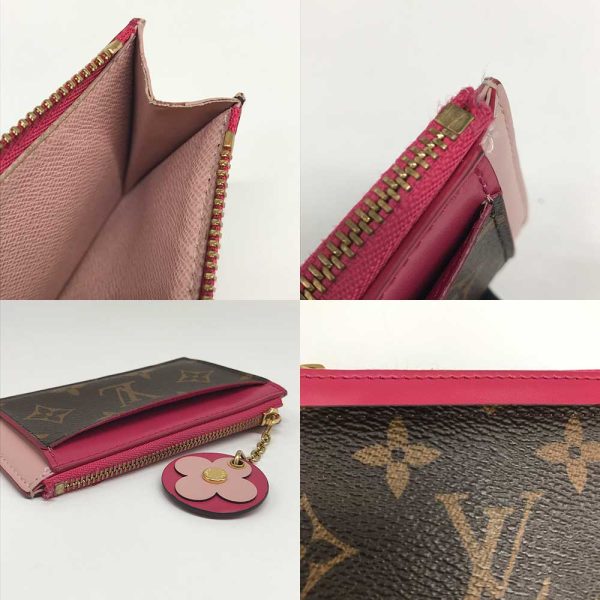 3 lv240530 8 04 LOUIS VUITTON Monogram Porto Carte Zip Pink Coin Case Card Flower M67494