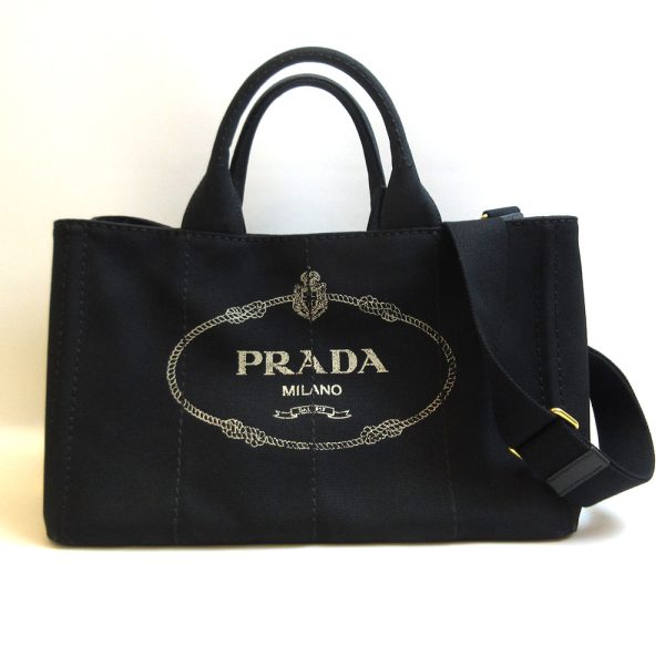 3 pr210609 2u Prada Canapa Nero Black Tote Handbag Shoulder 2way