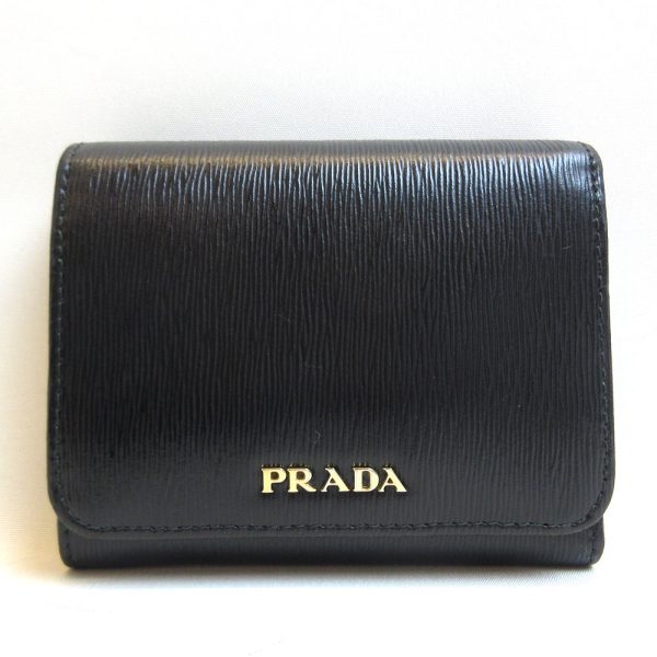 3 pr210729 2ta Prada Mini Wallet TrifNero Black Leather