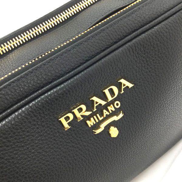 3100431 19n 6 Prada W zip shoulder bag Black Zipper