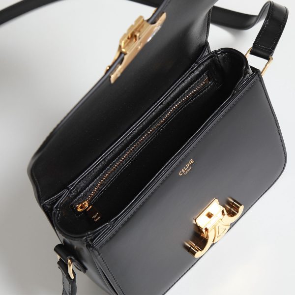 310404623 7 CELINE Teen Small Triomphe Small Shoulder Bag Pochette Black