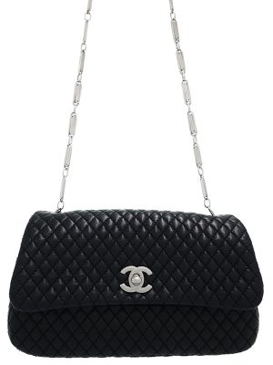 3210215110013 Chanel Lambskin Single Chain Shoulder Pouch AB Rank Matelasse Black