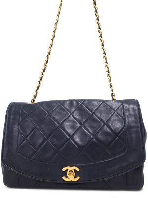 3210393830017 Chanel Diana Matelasse Chain Shoulder Bag Black