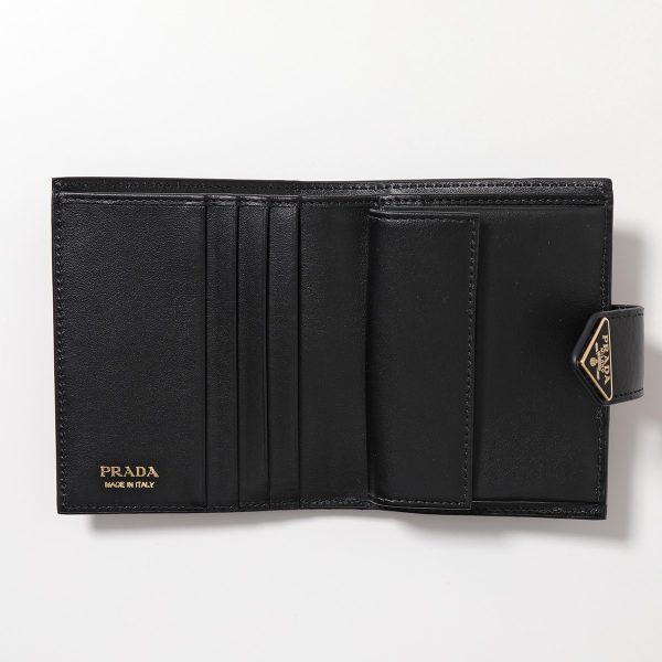 340128600 3 PRADA Wallet Saffiano Triangle Mini NERO Black