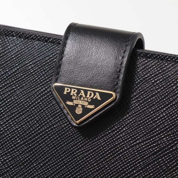 340128600 5 PRADA Wallet Saffiano Triangle Mini NERO Black