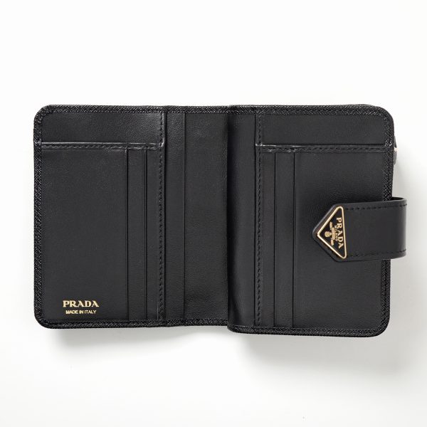 350202256 3 PRADA Wallet Saffiano Mini Wallet Triangle Logo NERO Black