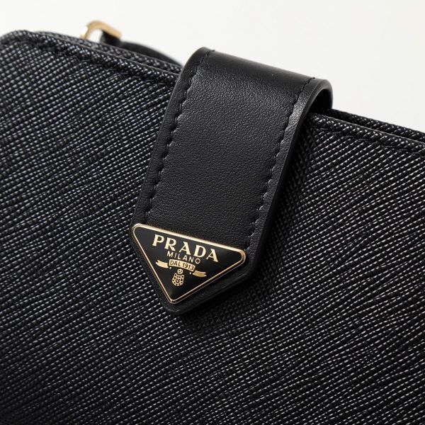 350202256 6 PRADA Wallet Saffiano Mini Wallet Triangle Logo NERO Black