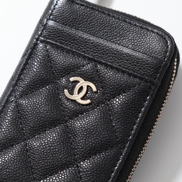 350707100 5 CHANEL MATELASSE Caviar Skin Coco Mark Card Case Mini Wallet