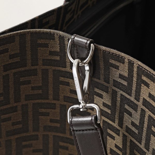 351021286 12 FENDI Tote Shopping Bag Pattern Jacquard Calf Leather