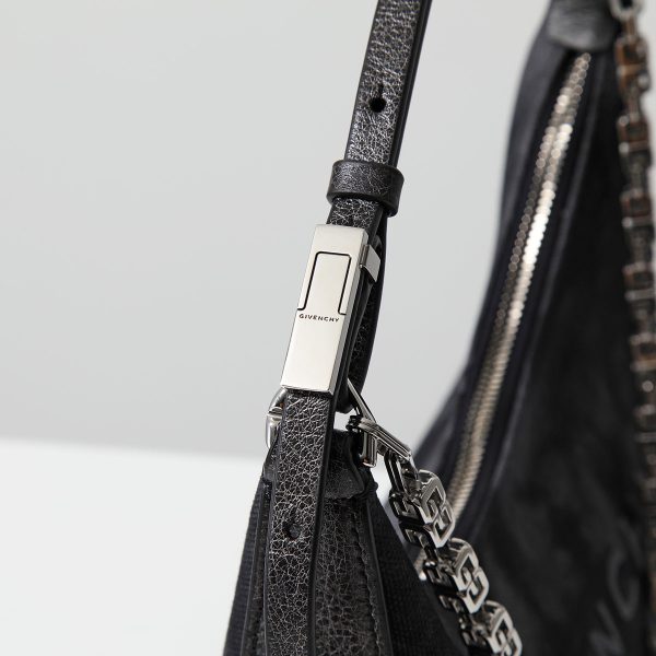 351118255 10 GIVENCHY Hobo Moon Cut Out Small GG Chain Handbag BLACK