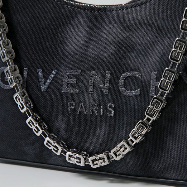 351118255 11 GIVENCHY Hobo Moon Cut Out Small GG Chain Handbag BLACK