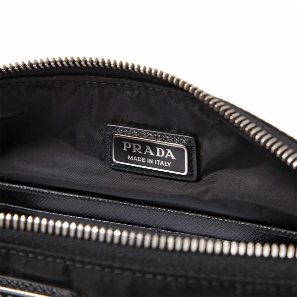 360304450 8 PRADA Clutch Bag Re Nylon Saffiano Wristlet Triangle Bag NERO