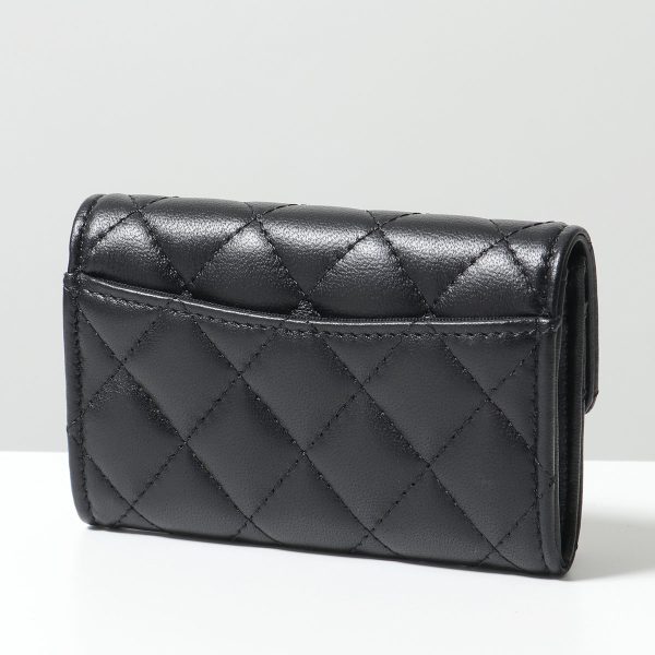 360413258 2 CHANEL Card Case MATELASSE Lambskin CocoMark BLACK