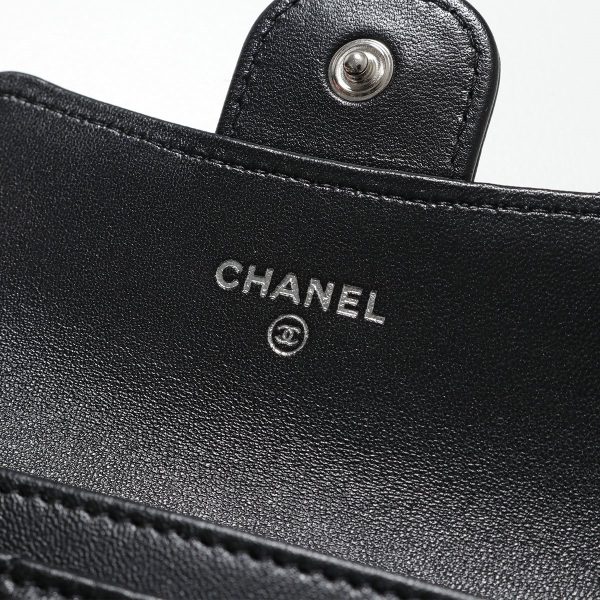 360413258 4 CHANEL Card Case MATELASSE Lambskin CocoMark BLACK