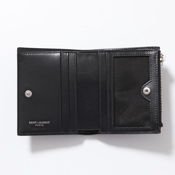 360416115 3 SAINT LAURENT Cassandra Coin Mini Wallet NERO Black