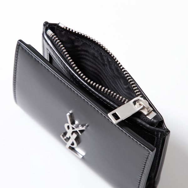 360416115 5 SAINT LAURENT Cassandra Coin Mini Wallet NERO Black