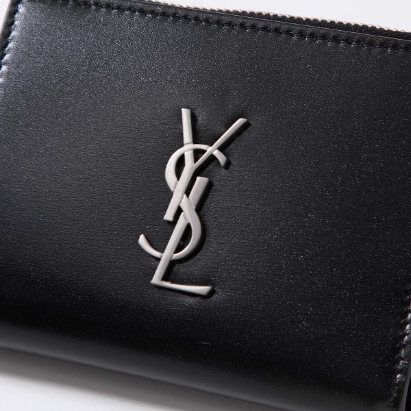 360416115 8 SAINT LAURENT Cassandra Coin Mini Wallet NERO Black