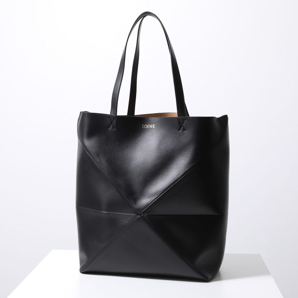 360417135 2 LOEWE Tote Bag PUZZLE Fold Tote Large Bag BLACK