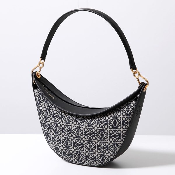 360620011 9 LOEWE Handbag LUNA SMALL ANAGRAM Jacquard Half Moon Bag