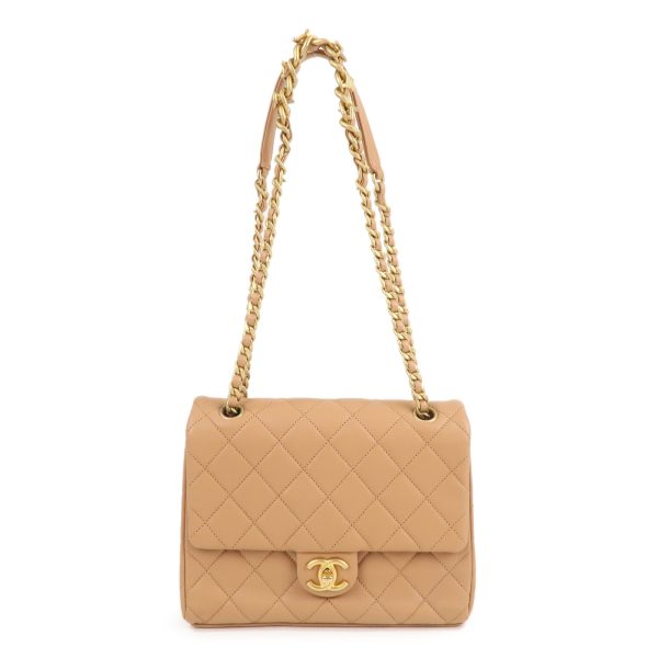 36937 18 1 Chanel Matelasse Crossbody Lambskin Chain Shoulder Bag Beige