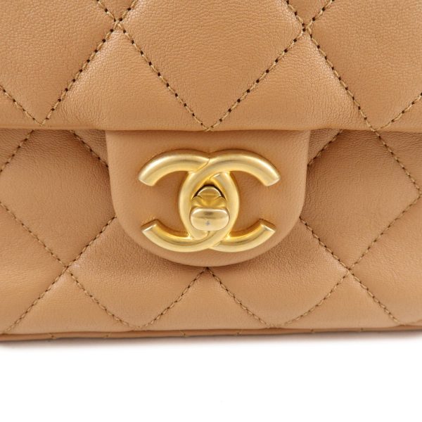 36937 18 6 Chanel Matelasse Crossbody Lambskin Chain Shoulder Bag Beige