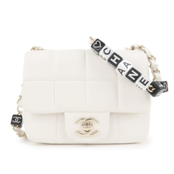 37069 8 1 Chanel Chocolate Bar Lambskin Crossbody Shoulder Bag White