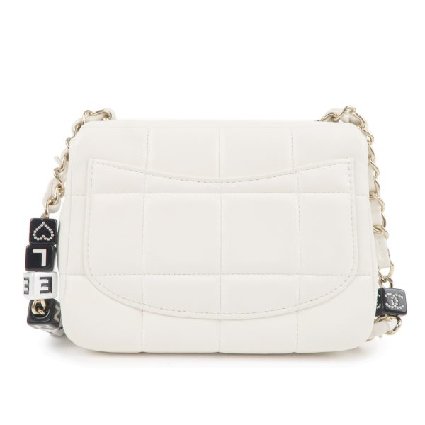 37069 8 2 Chanel Chocolate Bar Lambskin Crossbody Shoulder Bag White