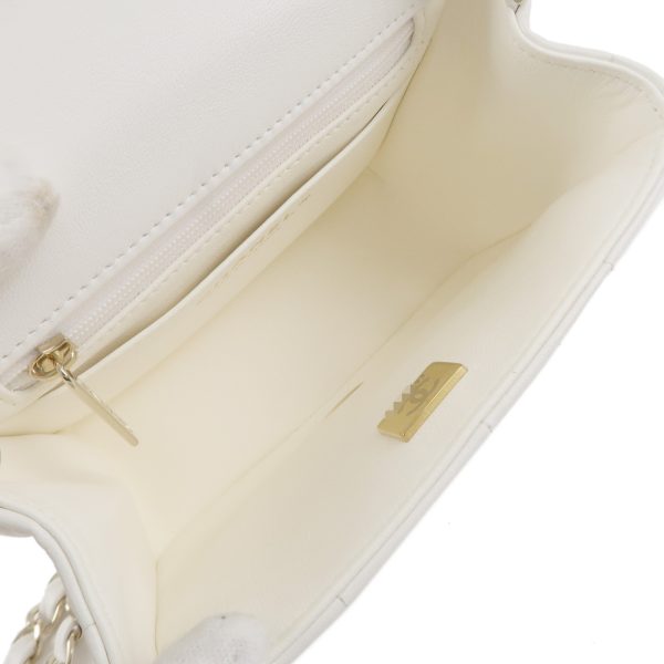 37069 8 9 Chanel Chocolate Bar Lambskin Crossbody Shoulder Bag White