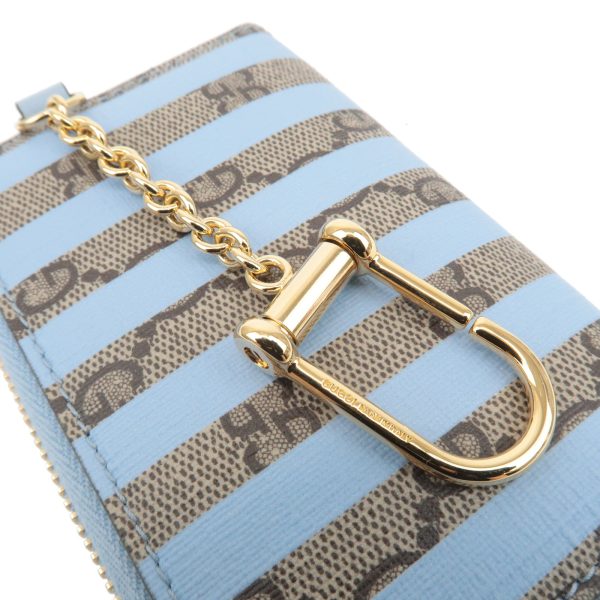 37761 7 6 Gucci Marmont GG Supreme Card Case Beige Blue