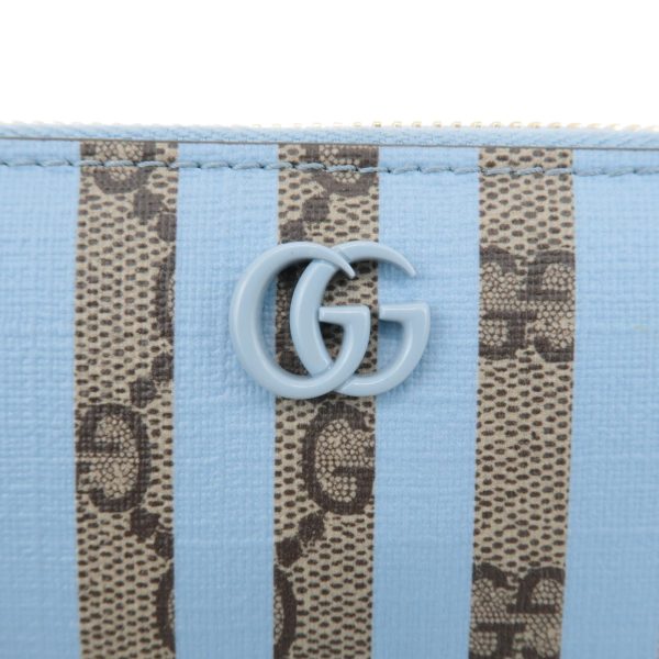 37761 7 7 Gucci Marmont GG Supreme Card Case Beige Blue