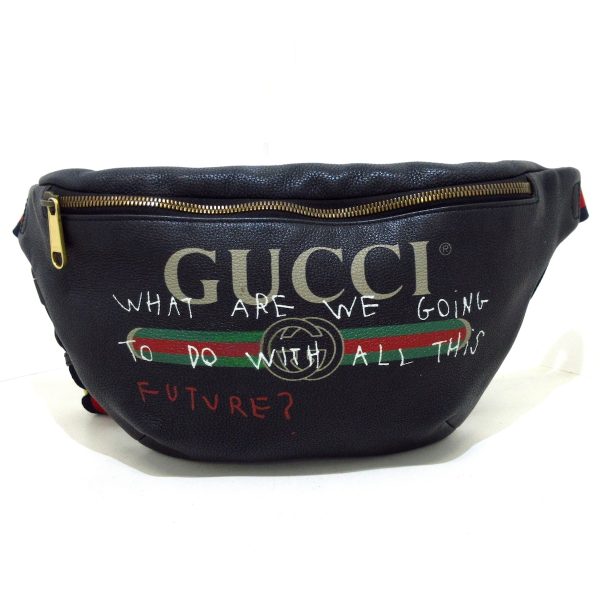 37780532 1 GUCCI Belt Bag Waist Pouch Black Leather