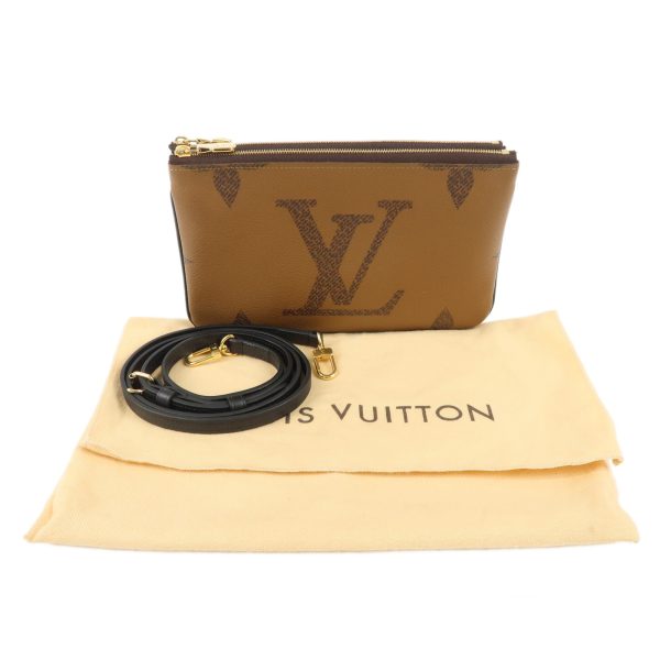 37792 3 12 Louis Vuitton Monogram Giant Reverse Pochette Double Zip Brown