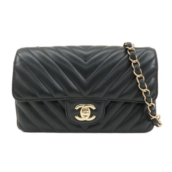 37793 8 1 Chanel Diagonal Chain V Stitch Lambskin Shoulder Bag Black