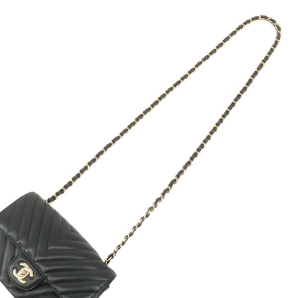 37793 8 4 Chanel Diagonal Chain V Stitch Lambskin Shoulder Bag Black