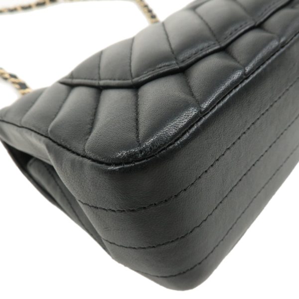 37793 8 5 Chanel Diagonal Chain V Stitch Lambskin Shoulder Bag Black