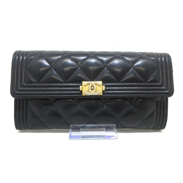 37867395 1 CHANEL Boy Chanel long wallet black lambskin